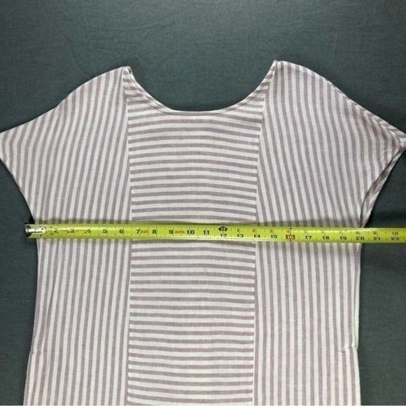 Madewell Linen Shirt Dress Womens Size Small Pink White Stripe Button Back Mini - Picture 11 of 15
